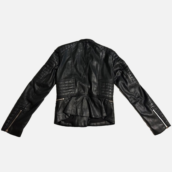 H&M Faux Leather Jacket Women’s Moto 6 Quilted Black Zipper Biker Vegan - Picture 6 of 12